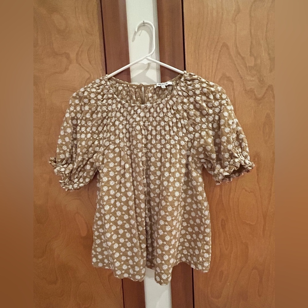 Madewell Khaki Eyelet Embroidered Blouse